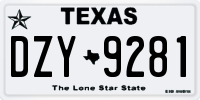 TX license plate DZY9281