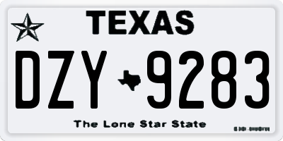 TX license plate DZY9283