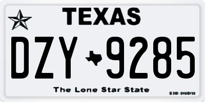 TX license plate DZY9285