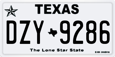 TX license plate DZY9286