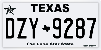 TX license plate DZY9287