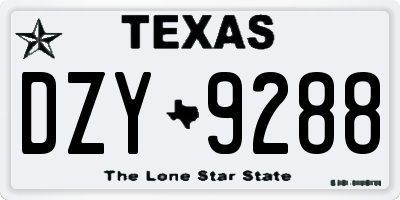 TX license plate DZY9288