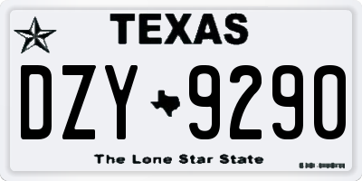 TX license plate DZY9290