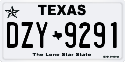 TX license plate DZY9291