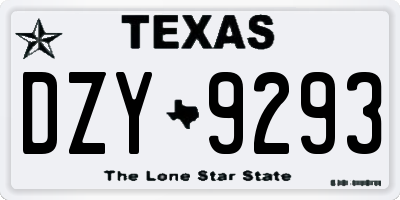 TX license plate DZY9293