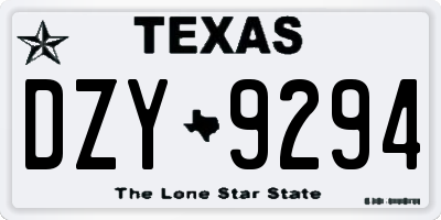 TX license plate DZY9294