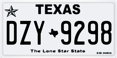 TX license plate DZY9298