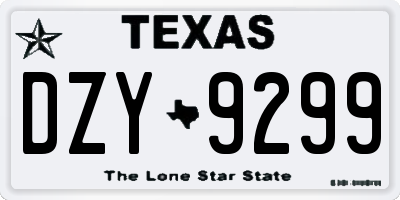 TX license plate DZY9299