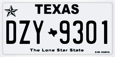 TX license plate DZY9301