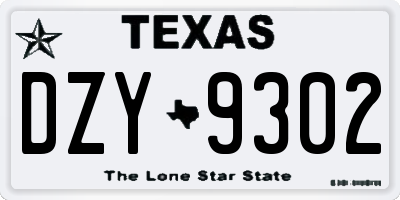 TX license plate DZY9302