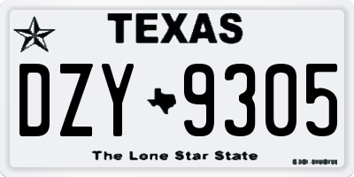 TX license plate DZY9305