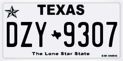 TX license plate DZY9307