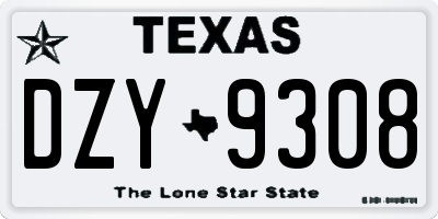 TX license plate DZY9308