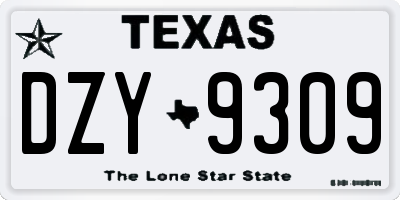 TX license plate DZY9309