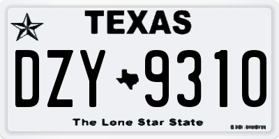 TX license plate DZY9310