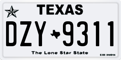 TX license plate DZY9311