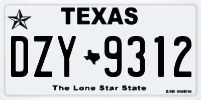 TX license plate DZY9312