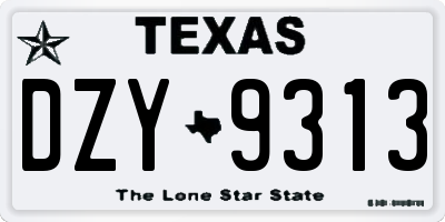 TX license plate DZY9313