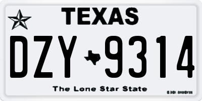 TX license plate DZY9314