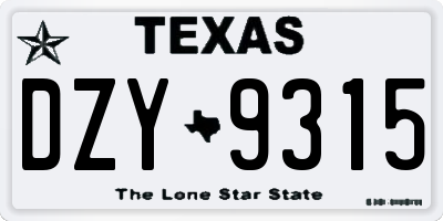 TX license plate DZY9315