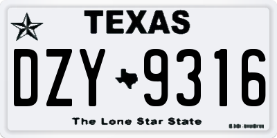 TX license plate DZY9316