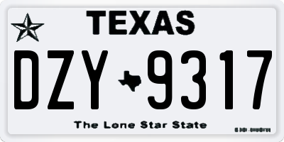 TX license plate DZY9317