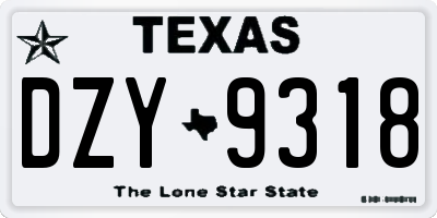 TX license plate DZY9318