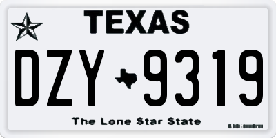 TX license plate DZY9319