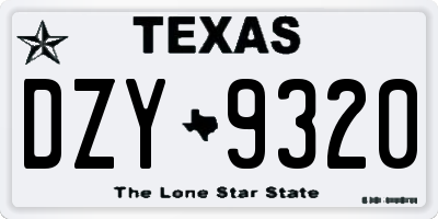 TX license plate DZY9320