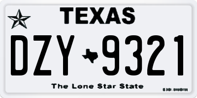 TX license plate DZY9321