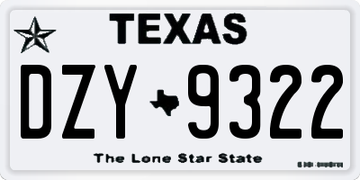 TX license plate DZY9322