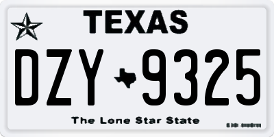 TX license plate DZY9325