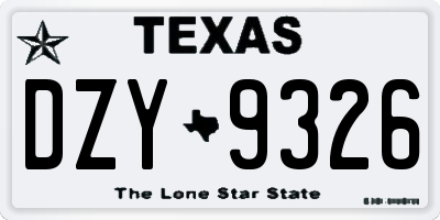 TX license plate DZY9326