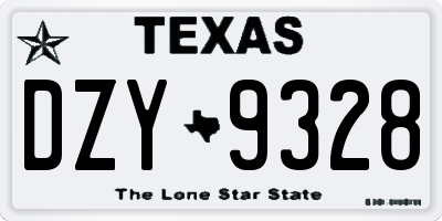 TX license plate DZY9328