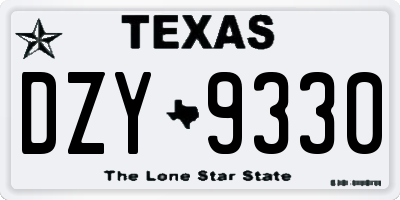 TX license plate DZY9330