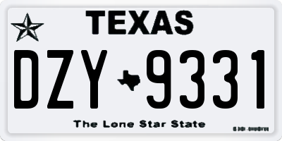 TX license plate DZY9331