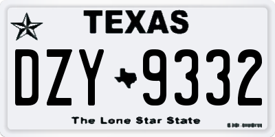 TX license plate DZY9332