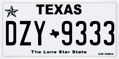 TX license plate DZY9333