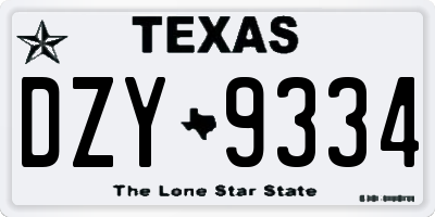 TX license plate DZY9334