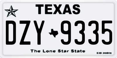 TX license plate DZY9335