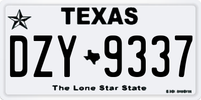 TX license plate DZY9337