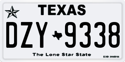 TX license plate DZY9338