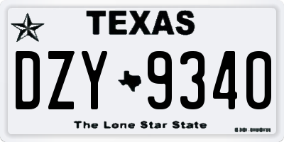 TX license plate DZY9340