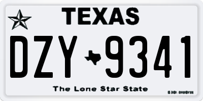 TX license plate DZY9341