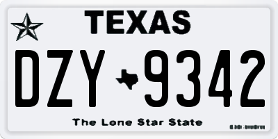 TX license plate DZY9342