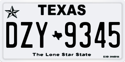 TX license plate DZY9345