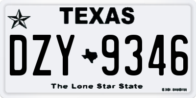 TX license plate DZY9346