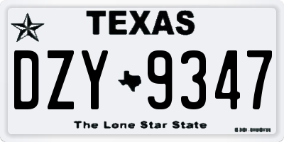 TX license plate DZY9347