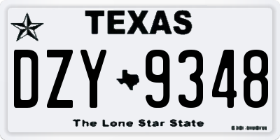 TX license plate DZY9348