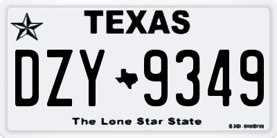 TX license plate DZY9349